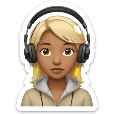 blonde black woman wearing headphones sticker