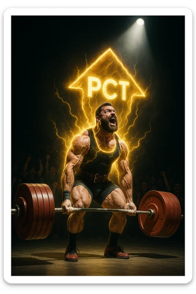 Powerlifter in gara che fa record grazie alla sua "PCT" sticker