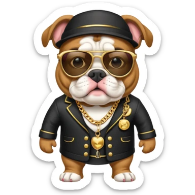 Bulldog in pimp outfit sticker