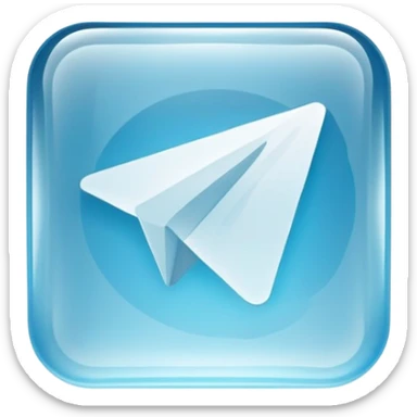 Telegram logo on a transparent glass square rounded block sticker