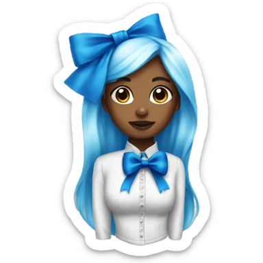 Blue cute slay with blue bow sticker