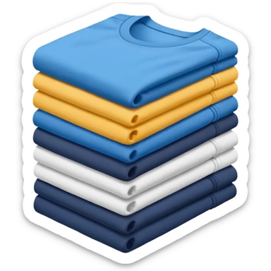 Three T-shirts are folded in a stack sticker