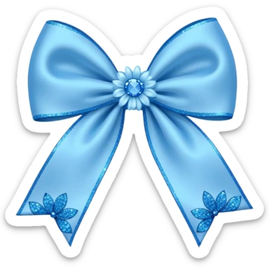 blue flower bow with glitter sticker