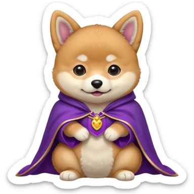 baby shiba dog, in magic purple cloak sticker