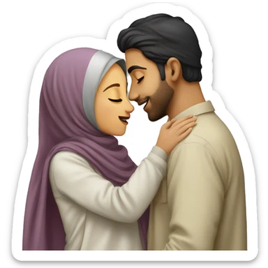 A Pakistani guy kissing a light skinned Pakistani hijabi girl sticker