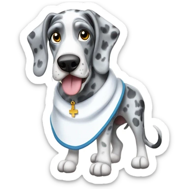 Blue Merle Great Dane wearing a nun costume  sticker