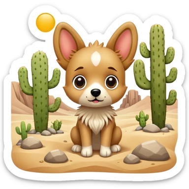 cute kawaii cactus dog desert landscape  sticker