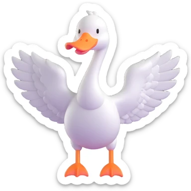 goose with wings fully extended in t pose sticker