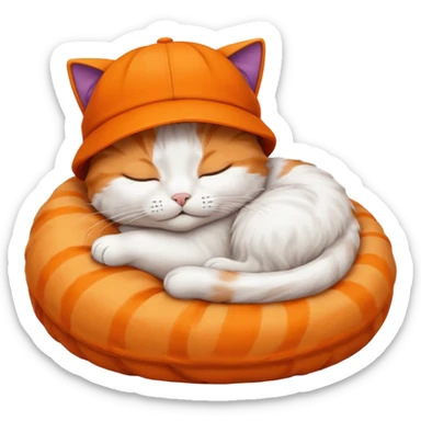 sleeping cat with a FedEx hut on its head sticker