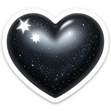 black sparkling heart sticker