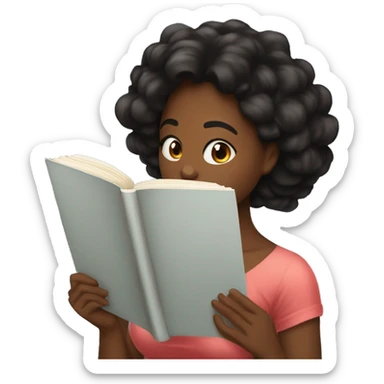 una persona de sexo femenino cabello negro leyendo libros muy real sticker