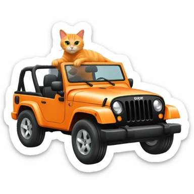 Orange cat, and gray cat, driving a black jeep sticker