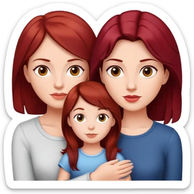Mom and daughter with dark red hair sticker