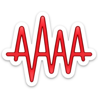 Minimalistic logo for MedSignal, sleek red pulse forming the letters 'AI' inside a smooth geometric shape, glowing red accents, clean white background, no black, conveying high-tech healthcare and AI technology sticker