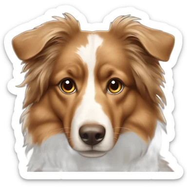 Young long haired tan and brown Aussie dog sticker