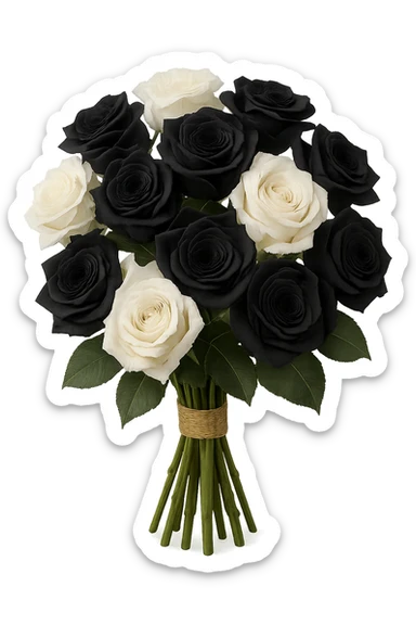 bouquet of white and black roses , remove background sticker