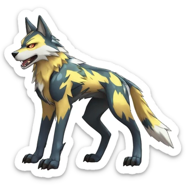 Shiny Edgy Colorful Digimon-Fakemon-Wolf with edgy markings full body sticker