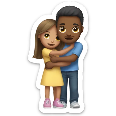 Little sister giving big brother a hug sticker