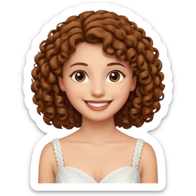A bride with a curly brown hair sticker