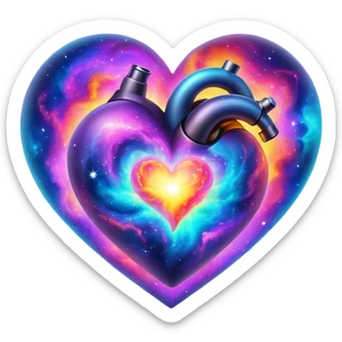 Colorful nebula heart sticker