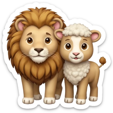Lion and lamb cute sticker