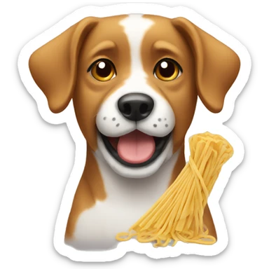 Dog with noodles  sticker