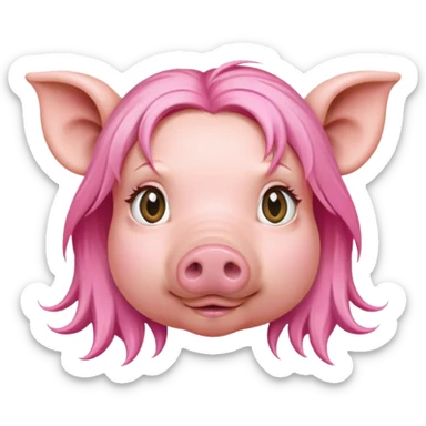 renaissance style pink spaghetti monalisa pig face portrait sticker