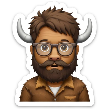 bearded buffalo with shirt and glasses sticker