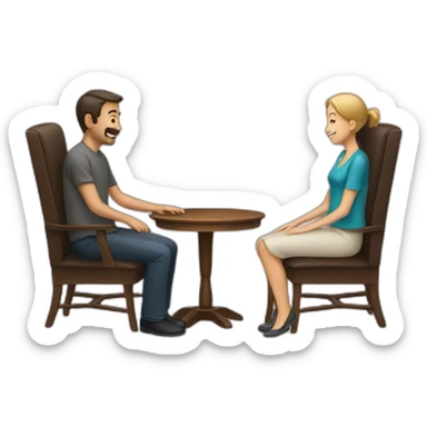 two people talking on the chair sticker