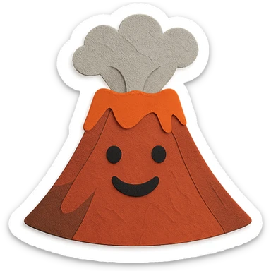 paper craft style smiling volcano sticker