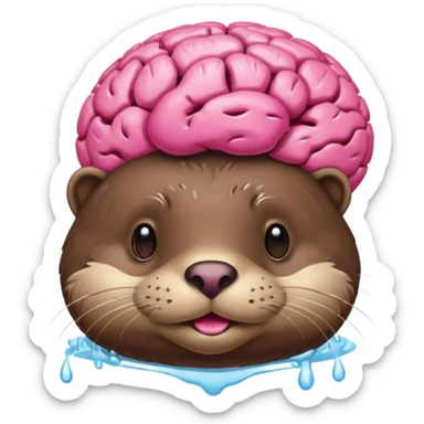 generate an otter with a very big  pink brain going out of the head sticker