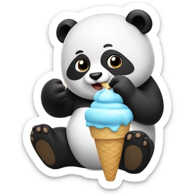 Panda eating ice cream sticker