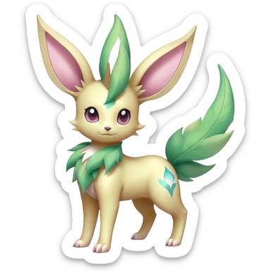 Shiny Cool Sparkly Cute Ethereal Leafeon-Sylveon-Nidorino-Fakemon-hybrid-fusion- full body sticker