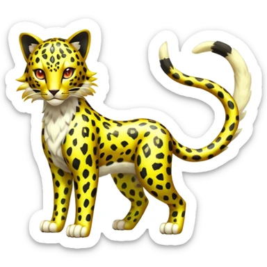 Shiny Elemental Exotic Colorful Epic Cool Tropical Liepard-Delcatty-Pokémon-Fakémon-hybrid-creature (full body) sticker