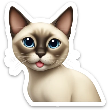Siamese cat winking and blowing kisses  sticker