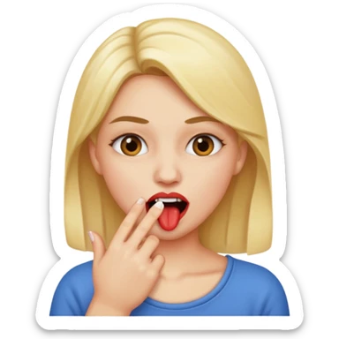 Carita mordiéndose el dedo sticker