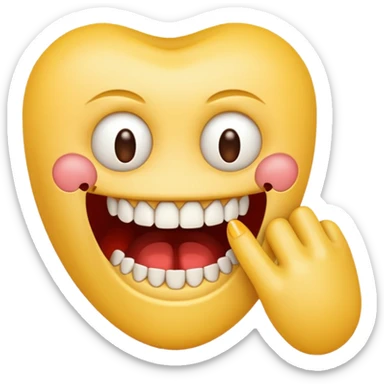 Chattering teeth emoji with it biting its nails sticker