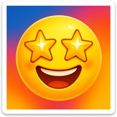 yellow emoji with a starry-eyed face sticker