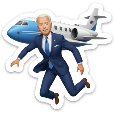 joe biden falling out a plane on the ground sticker