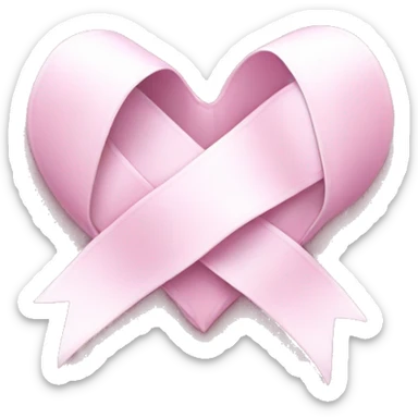 pink heart white ribbon sticker