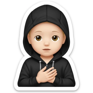 baby with black hoodie sticker