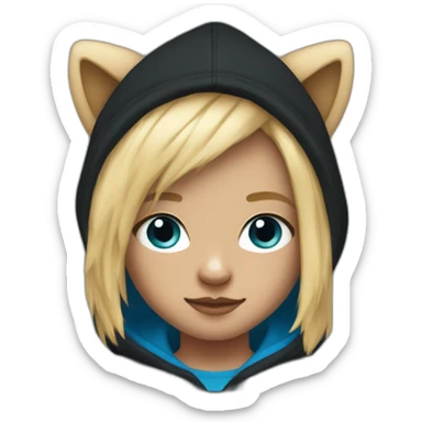 Kid with a black puma hoodie And blue shorts And blonde hair sticker