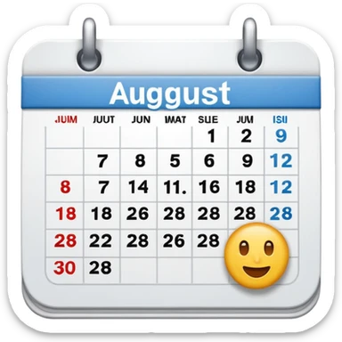Emoji of calendar page for August 18 sticker