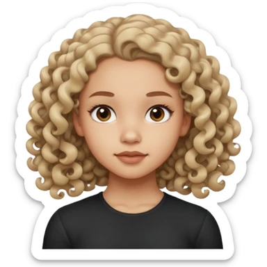 a girl looking off to the side, kind of looks like olivia rodrigo but with 3B curls sticker