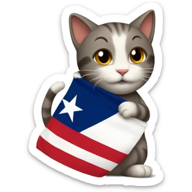 cat hugging texas flag sticker