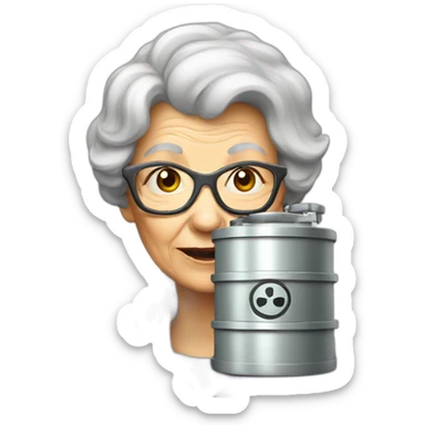 Old lady with nuclear reactor sticker