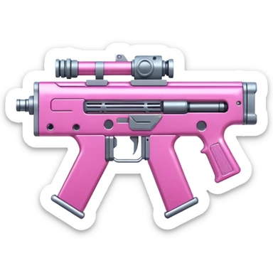 Pink cybernetic futuristic machine gun sticker