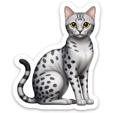 Egyptian Mau cat full body sitting with black eyes sticker