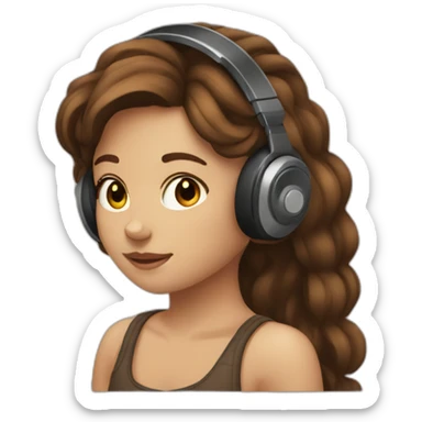 a girl with brown hair loving music sticker
