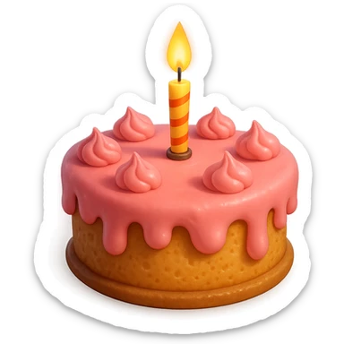 Draw a Pixar-style birthday cake with pink cream and a single candle sticker